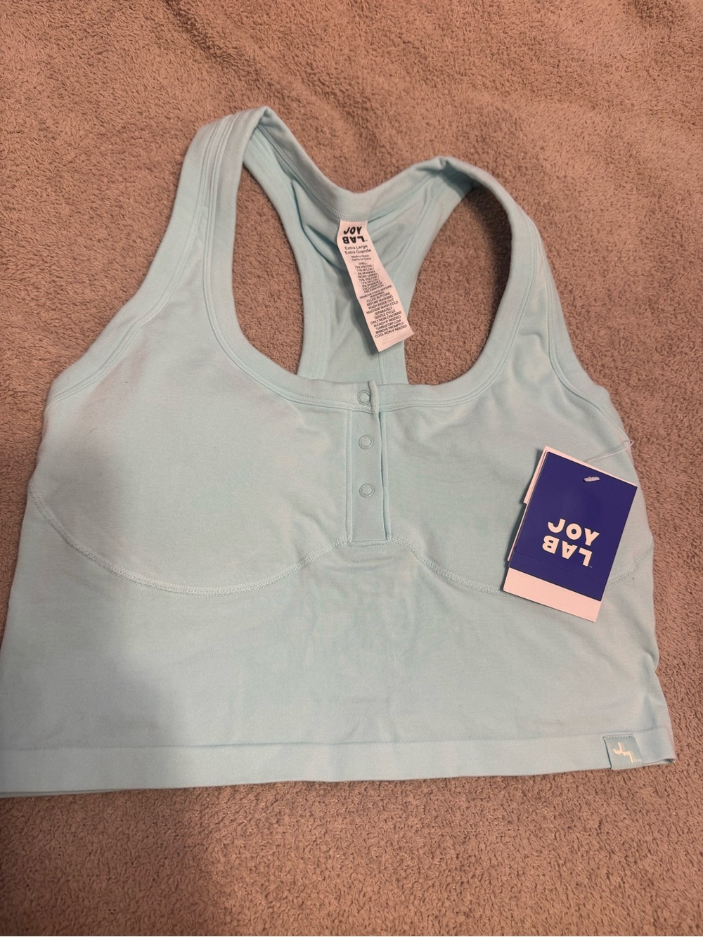 JoyLab Light Blue Racerback Snap-Front Crop Top